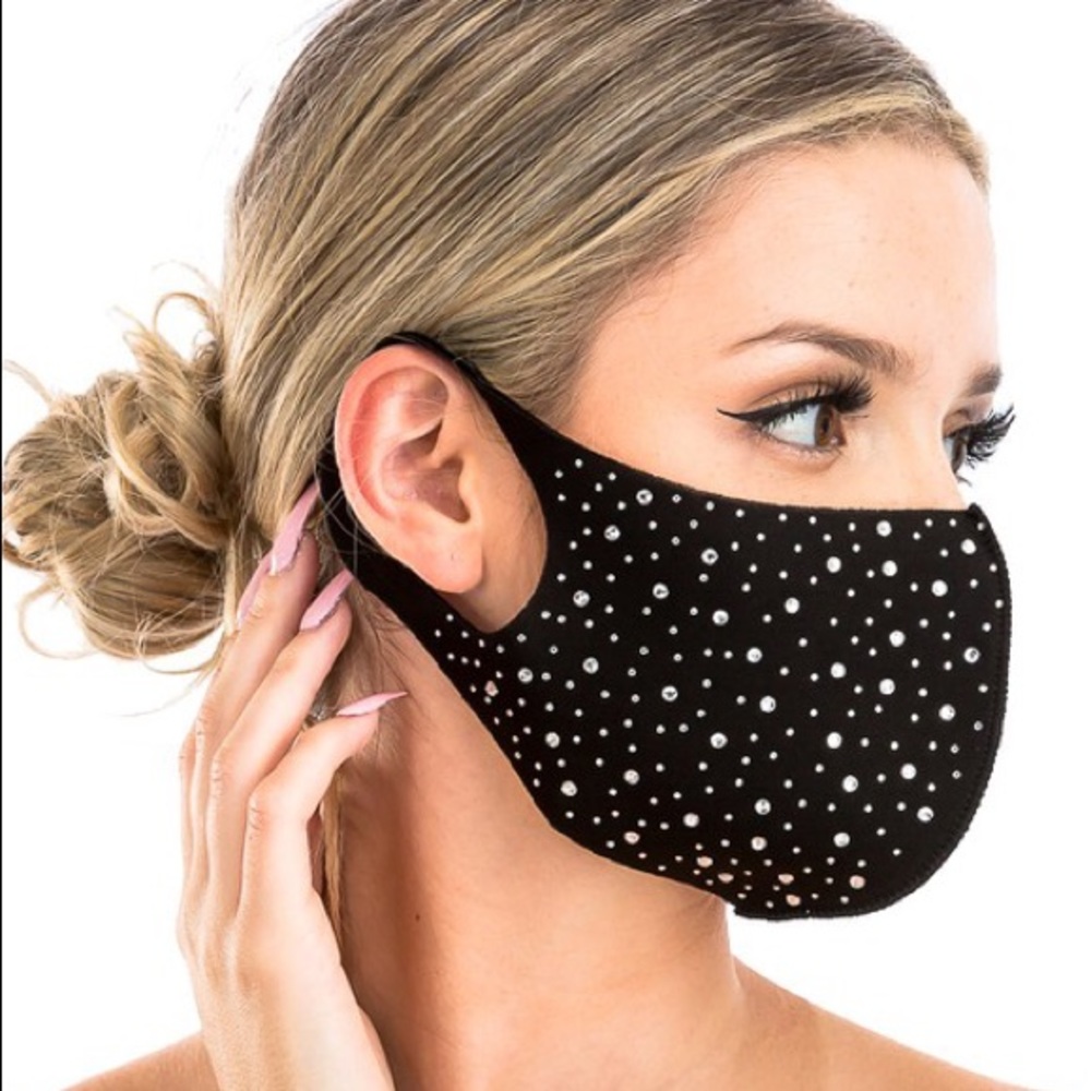 Rhinestone Studded Face Mask, Bling Face M… - Picture 3 of 4